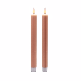 Riflete LED-kronelys med 3D-flamme, rosa, 2 stk.